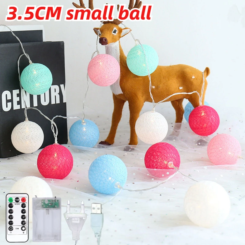 6CM Cotton Ball LED Garland Fairy String Lights Christmas Garden Night Lamp Chain Bedrooom Wedding Decoration Home Party Outdoor orange string lights