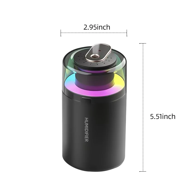 Compact 2-in-1 Car Humidifier & Aroma Diffuser with RGB LED Light