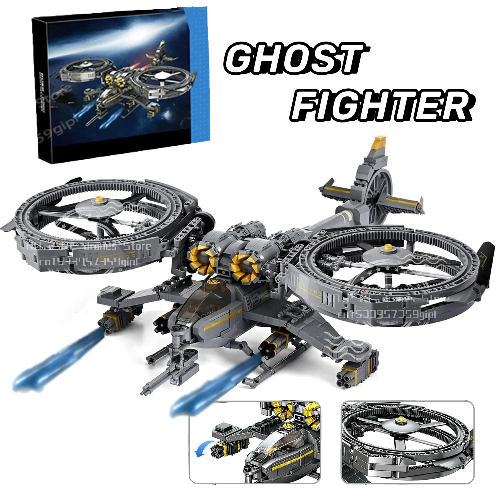 

Military Ghost Fighter Building Blocks Diy Helicopter Cosmic Model Decoration War Airplane Bricks Boys Toy for Children's Gifts