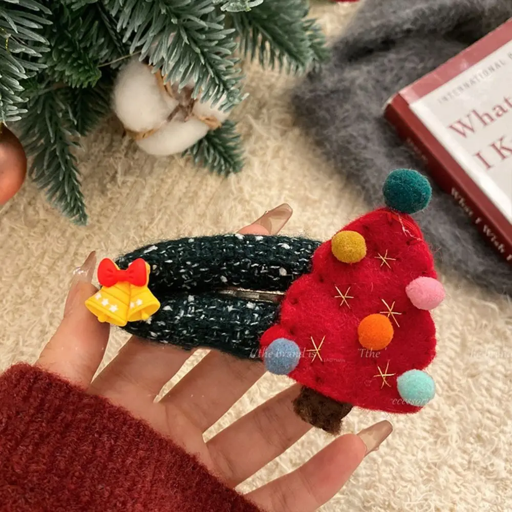 Large Cartoon Christmas Tree Hair Clip Felt Elk Santa Claus Hairpin Headdress Sweet Xmas Wool Barrettes Daily