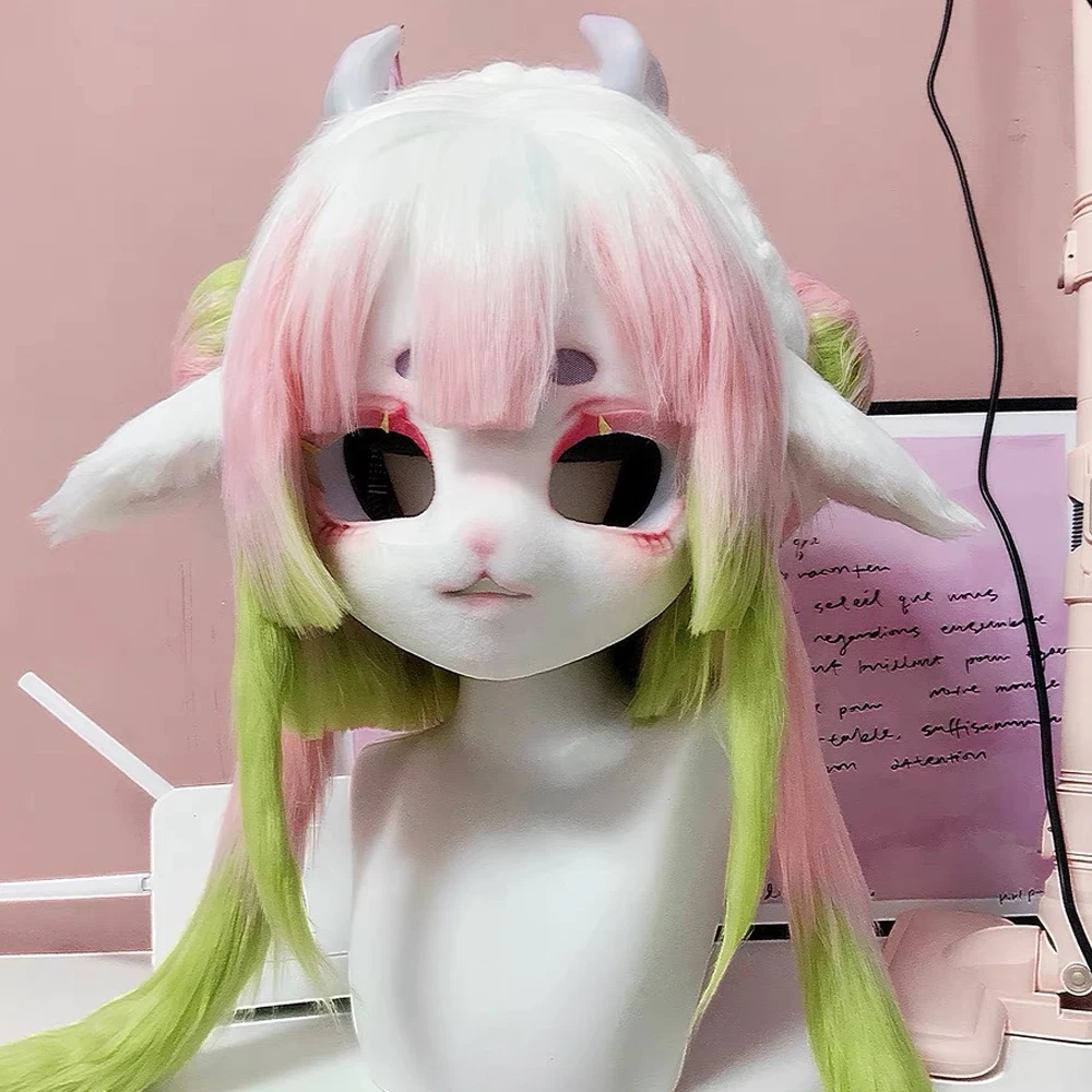 Kigurumi Basis Tier Kopf Schädel Maske Cosplay Beast Fursuit Katze Schädel DIY Verdicken Kunststoff Masken Karneval Anime Party Kostüm Prop – Detail 5