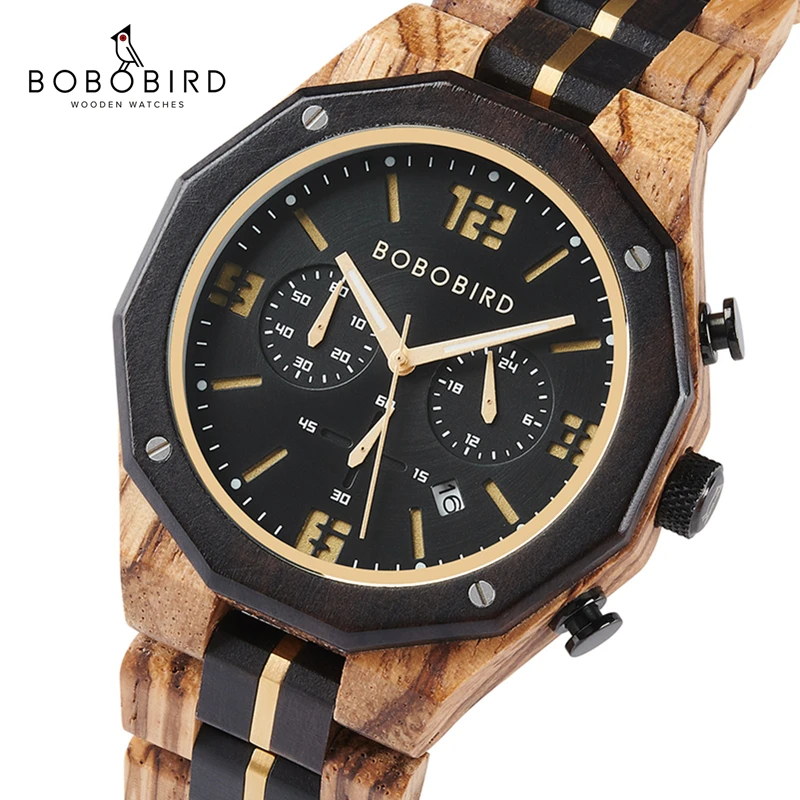 

BOBO BIRD 2023 Luxury Wooden Men's Watches 3 Sub Dials Chronograph Support Customization Drop Shipping