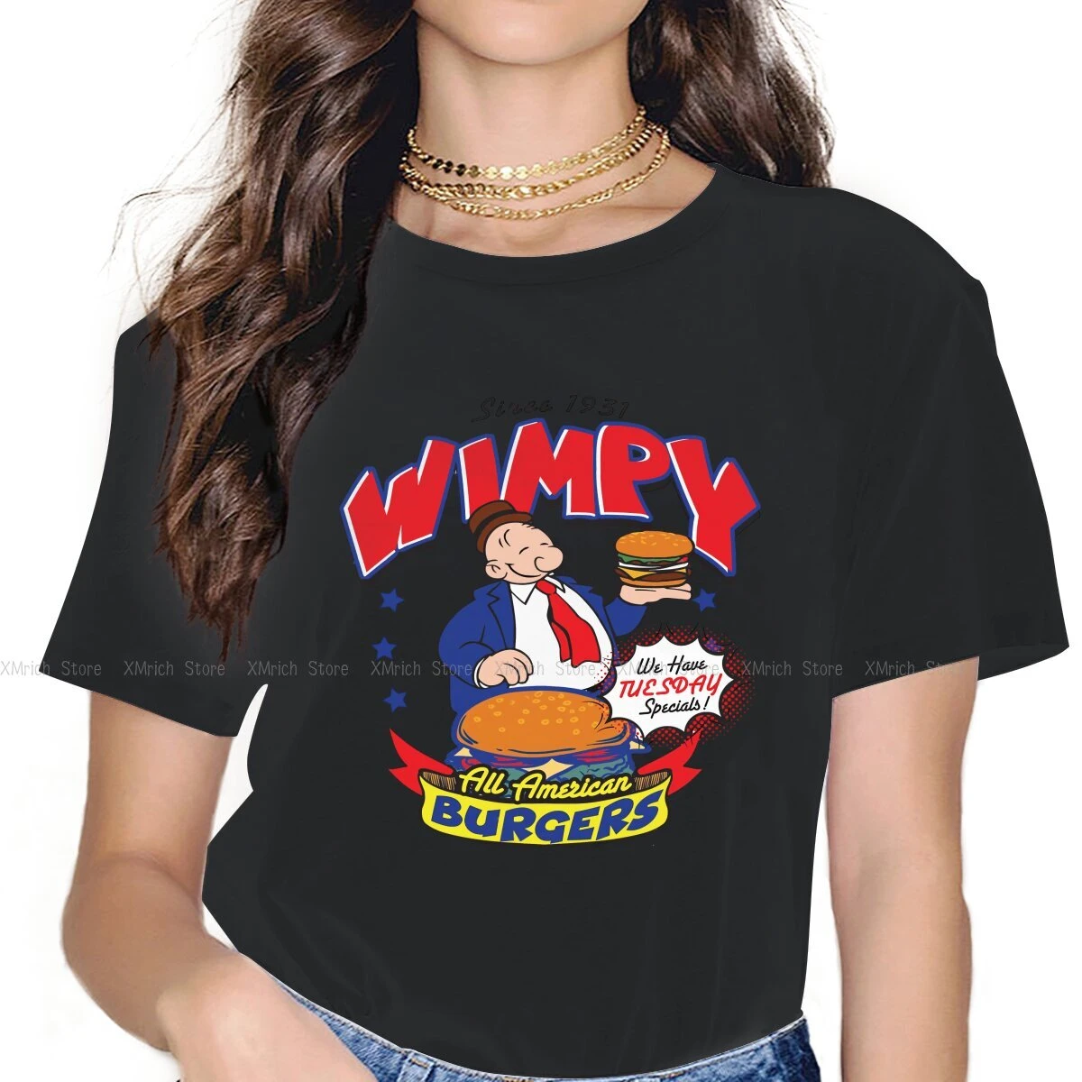 Wimpy Burger Classic Sweet Girls Women T Shirt Popeye The Sailor Man Cartoon  5XL Blusas Harajuku Casual Vintage Oversized Tops| | - AliExpress
