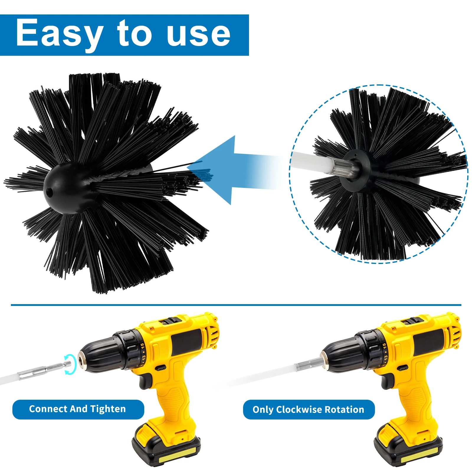 Flexible Rod Chimney Cleaning Brush Set with Extendable Handle