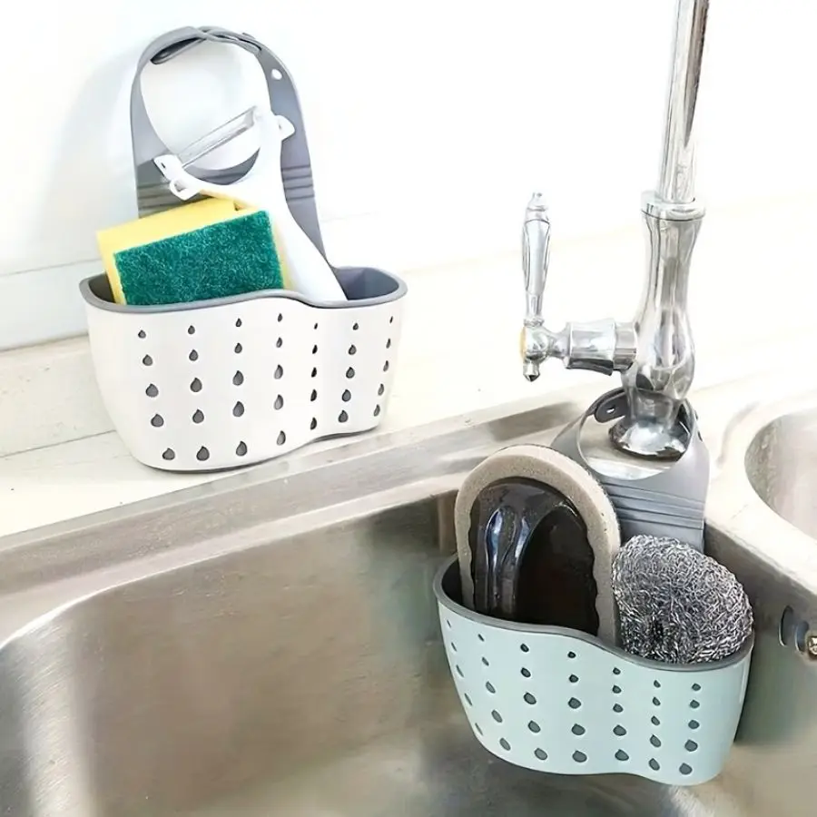 Adjustable Kitchen Sink Organizer Set: Includes Soap Sponge Holder And Hanging Drainage Bag for Kitchen Accessories
