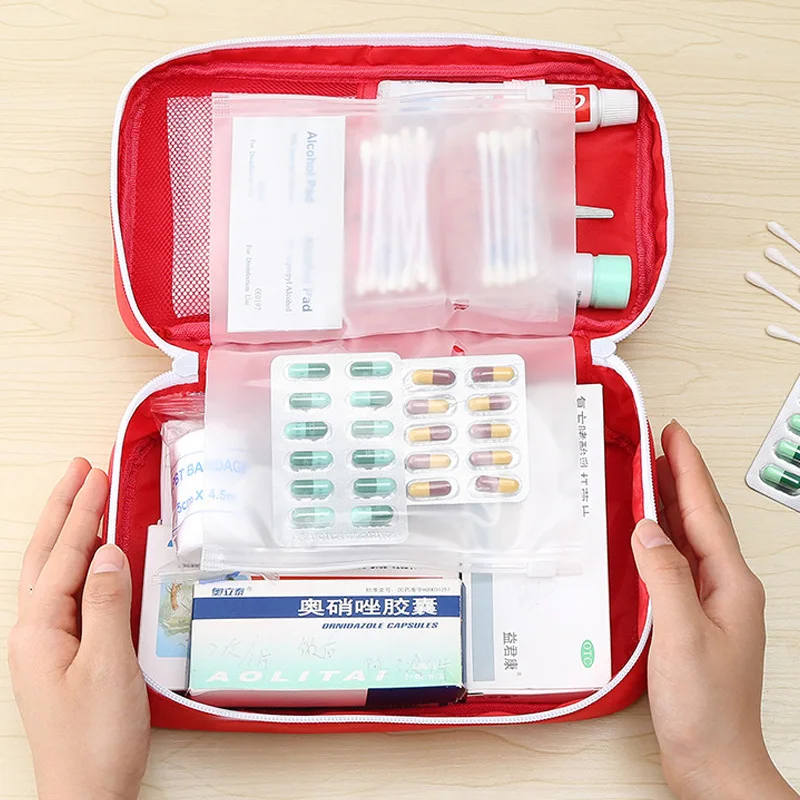 Storage bag Portable Medicine Bag First Aid Kit Medical Emergency Kits Organizer Oxford Cloth Outdoor Household Medicine Pill Storage Bag