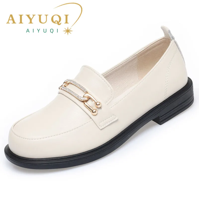 AIYUQI Sepatu Loafer Wanita Kulit Asli 
