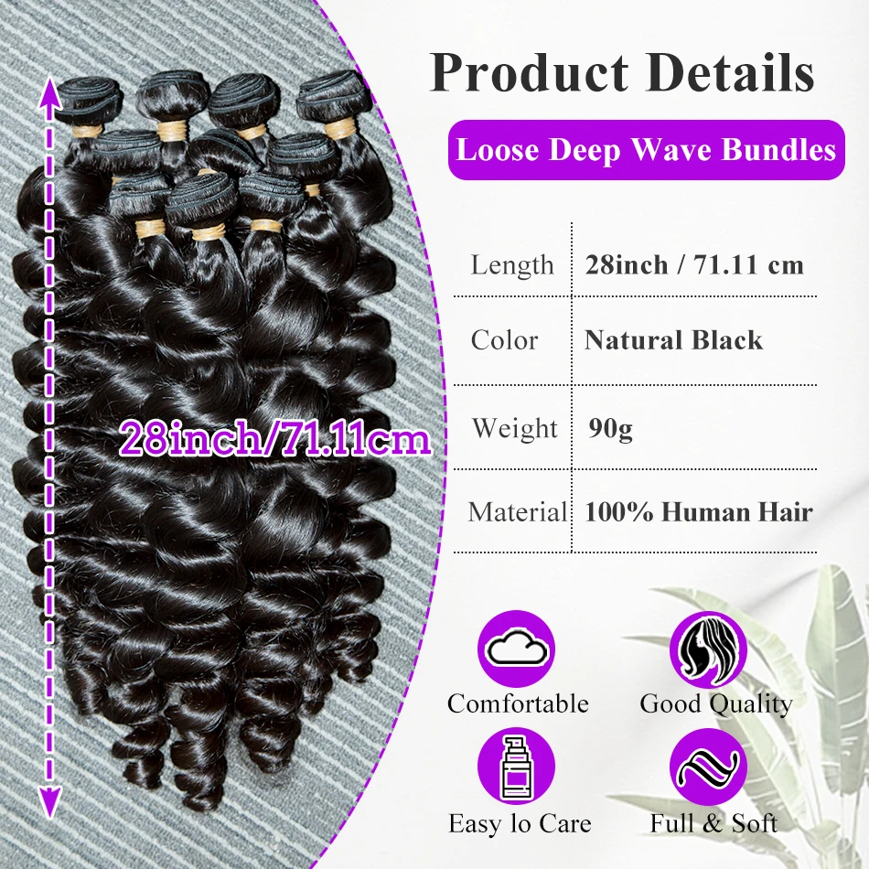 Melodie Loose Wave Human Hair Bundles 3 4 Deals 12A Grade 100% Raw Virgin Hair Extension Unprocessed 40 Inch Brazilian For Women 4