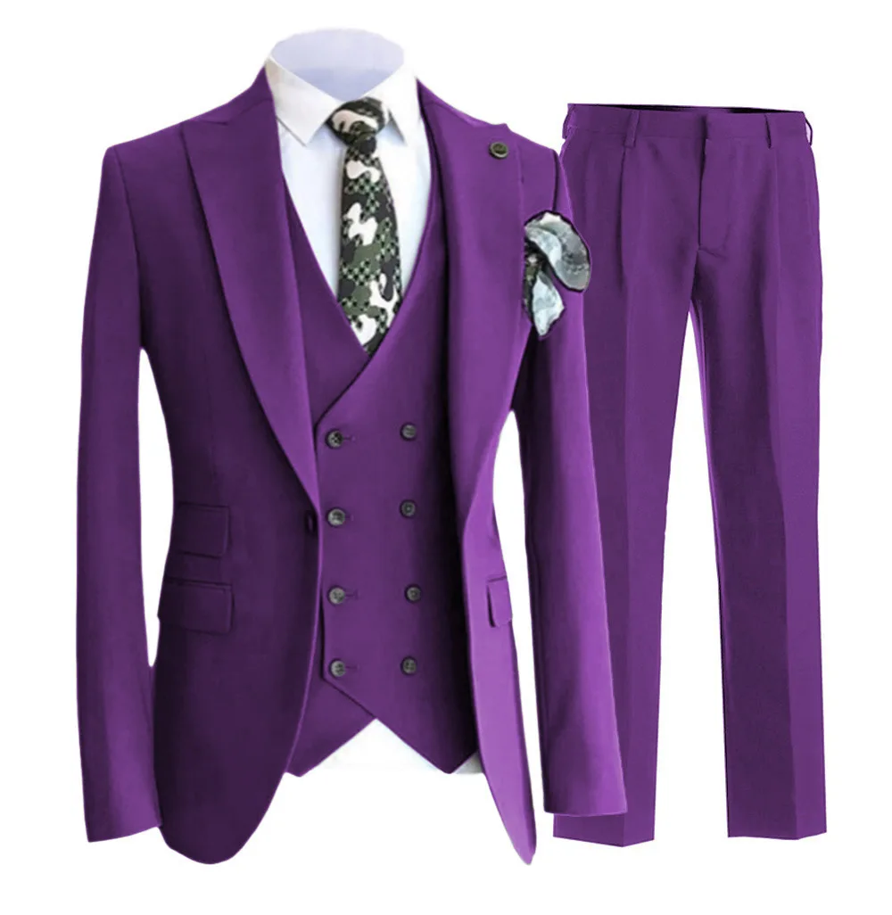 Blazer Men Suit Jacket Pants Vest Three Piece Single Breasted Peaked Lapel Slim Fit Fashion New Arrival White Black Costume