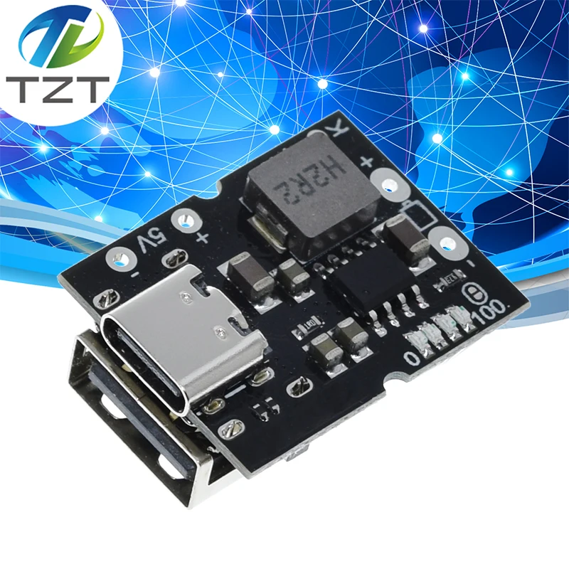 10 Moduli Convertitori Boost USB Tipo-C 5V 2A | Step-up Con Display LED Per Batteria Al Litio | Carica E Scarica Integrata Con Cavo Tipo-C