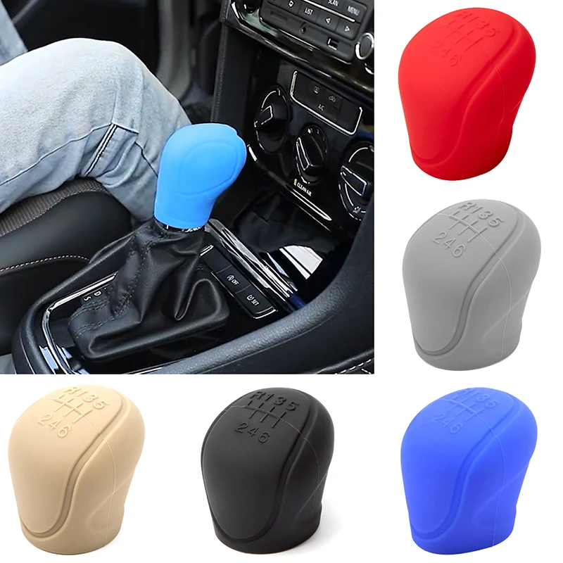 1 Pcs Car Silicone Gearshift Knob Cover Universal Manual 6 Gear Knob Cover Anti-skid Knob Protector Car Interior Accessories