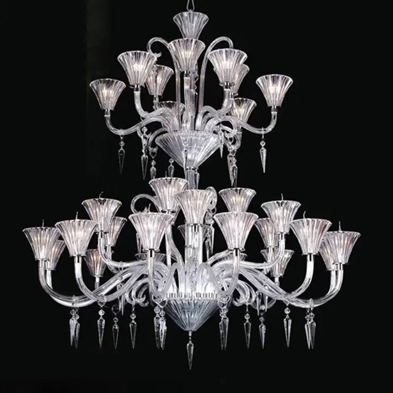 

Glass Crystals For Chandeliers Living Room Lamp Dining Room Bedroom Study Villa Duplex Clear Crystal Hanging Lamps Pendant Light