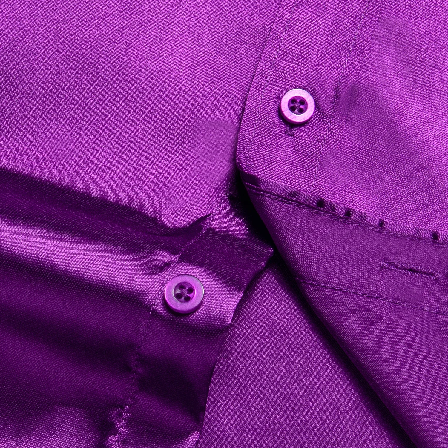 Men's Purple Satin Luxury Dress Shirts Silk Smooth Soild Wedding Party Social Tuxedo Prom Shirt Long Sleeve Top Casual Men Cloth