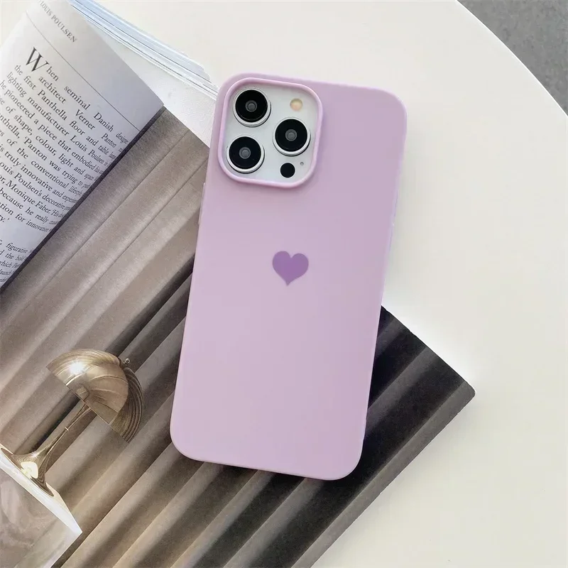 Candy Color Love Heart Silicone Soft TPU Phone Case - Vibrant & Stylish Back Cover