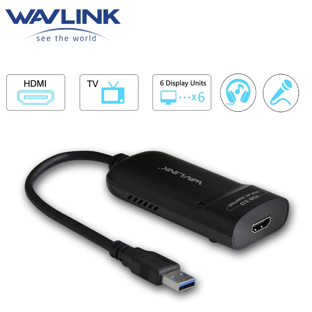 Wavlink Adaptador USB 3.0 HDMI, para Tarjeta Vídeo, Pantalla DP, Calidad HD 1080 P, en Varios Monitores, Salida Externa, Compatible con Windows y Mac|usb 3.0 to hdmi|video card