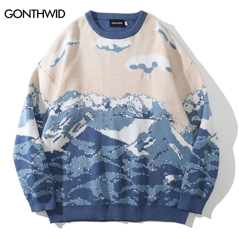 Wave Jumper Sweater Men Autumn Fashion 