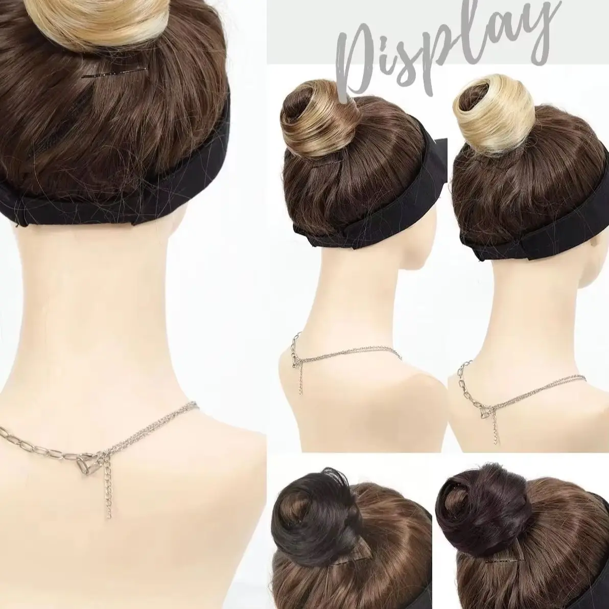 Fermaglio per capelli sintetico a forma di mini cioccolletta per chignon disordinato, donut, capelli ricci, a nido d'uccello, retrattile, per donne e ragazze - immagine 4