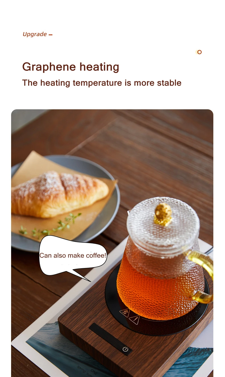 Description Picture 2 of item100℃ Cup Heater Mug Warmer Hot Tea Makers Automatic Warmer Coaster 5 Gear Temperature Cup Heaters Coffee Milk Tea Heating Pad