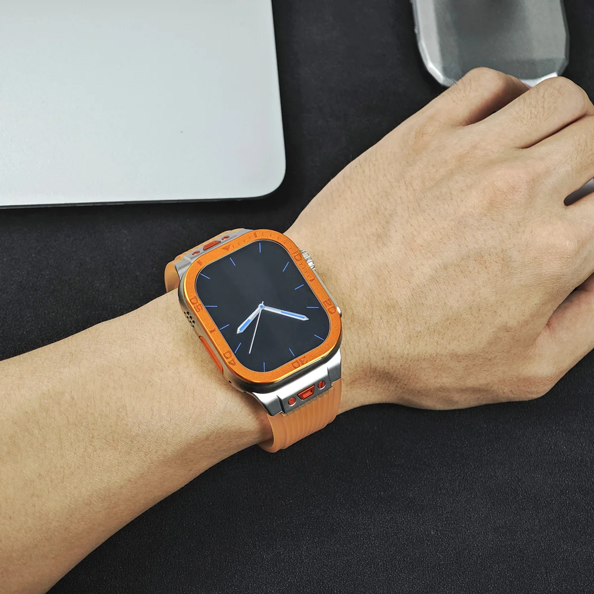 Premium Metal Frame and Tempered Glass Screen Protector for Apple Watch Ultra Series