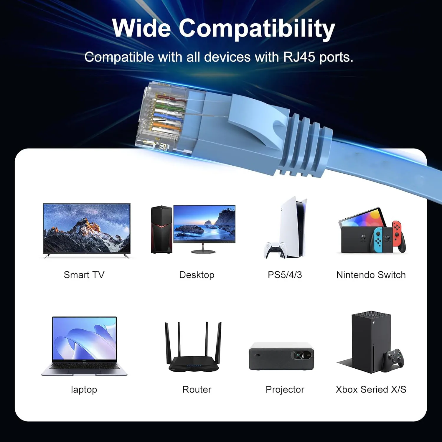 High-Speed Cat 6e Ethernet Cable with Network Patch Cords and RJ45 Connector