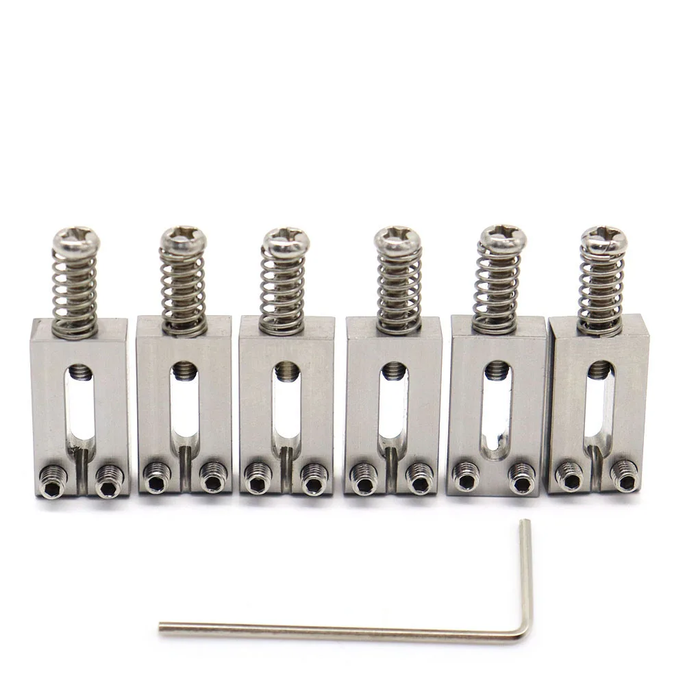 6pcs Guitar Bridge Saddles Upgraded Version Solid Stainless Steel 10.5mm Nickel Screw