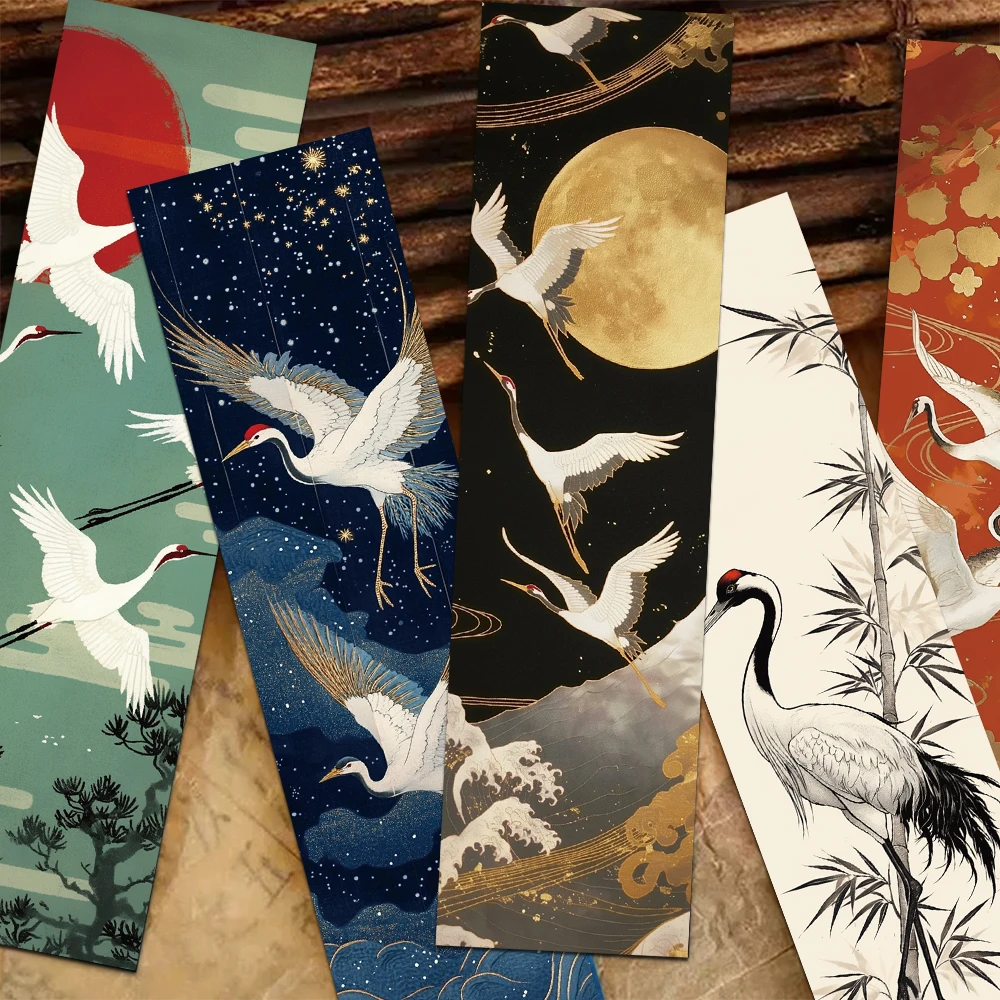30pcs Colorful Vintage Cranes Bookmarks Reading Pages Books Marking School Stationary Supplies Paper Card DIY Aesthetic Bookmark