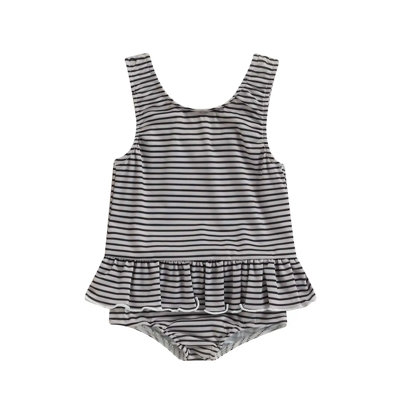 2022 0-3Y Kids Infant Girl Swimdress Solid/Sun/Striped/Cherry/Lemon Print Sleeveless Swimsuit Summer Holiday Beach Bathing Suit Newborn Knitting Romper Hooded  Baby Rompers