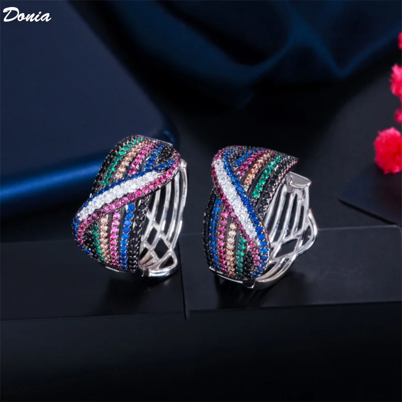 

Donia Jewelry Fashion personality women's exaggerated luxury color zircon earrings creative earrings in Europe and America