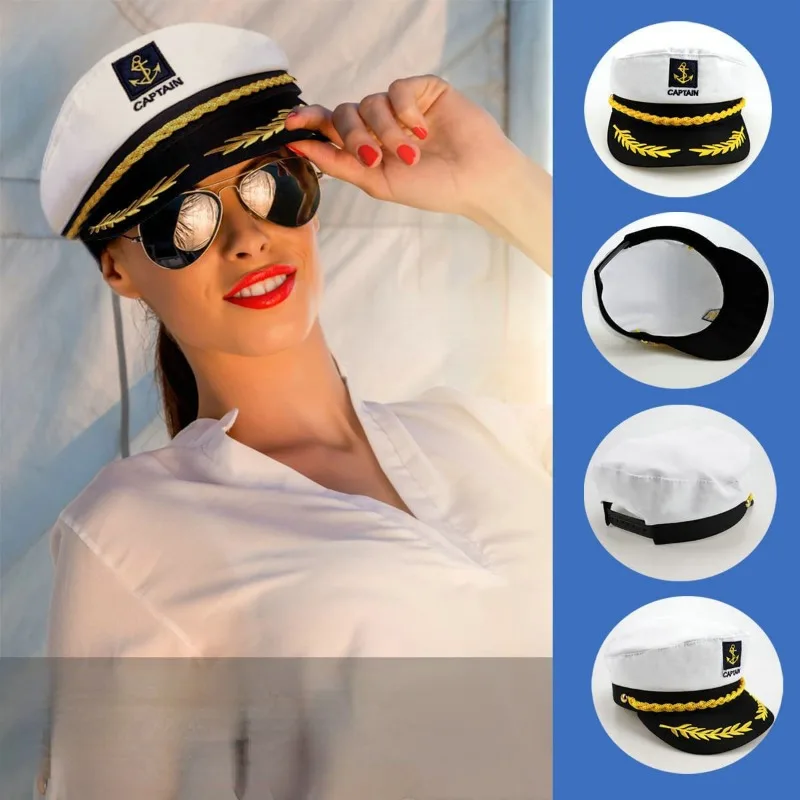 Ubuy Sailor Hat Costume Men Women's Boat Captain Costume Navy