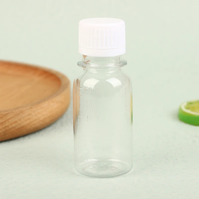 5Pcs 60ML Small Plastic Bottles Ginger Shot Bottles With Caps Mini Juice Reusable Liquid Bottle Container Leak Proof