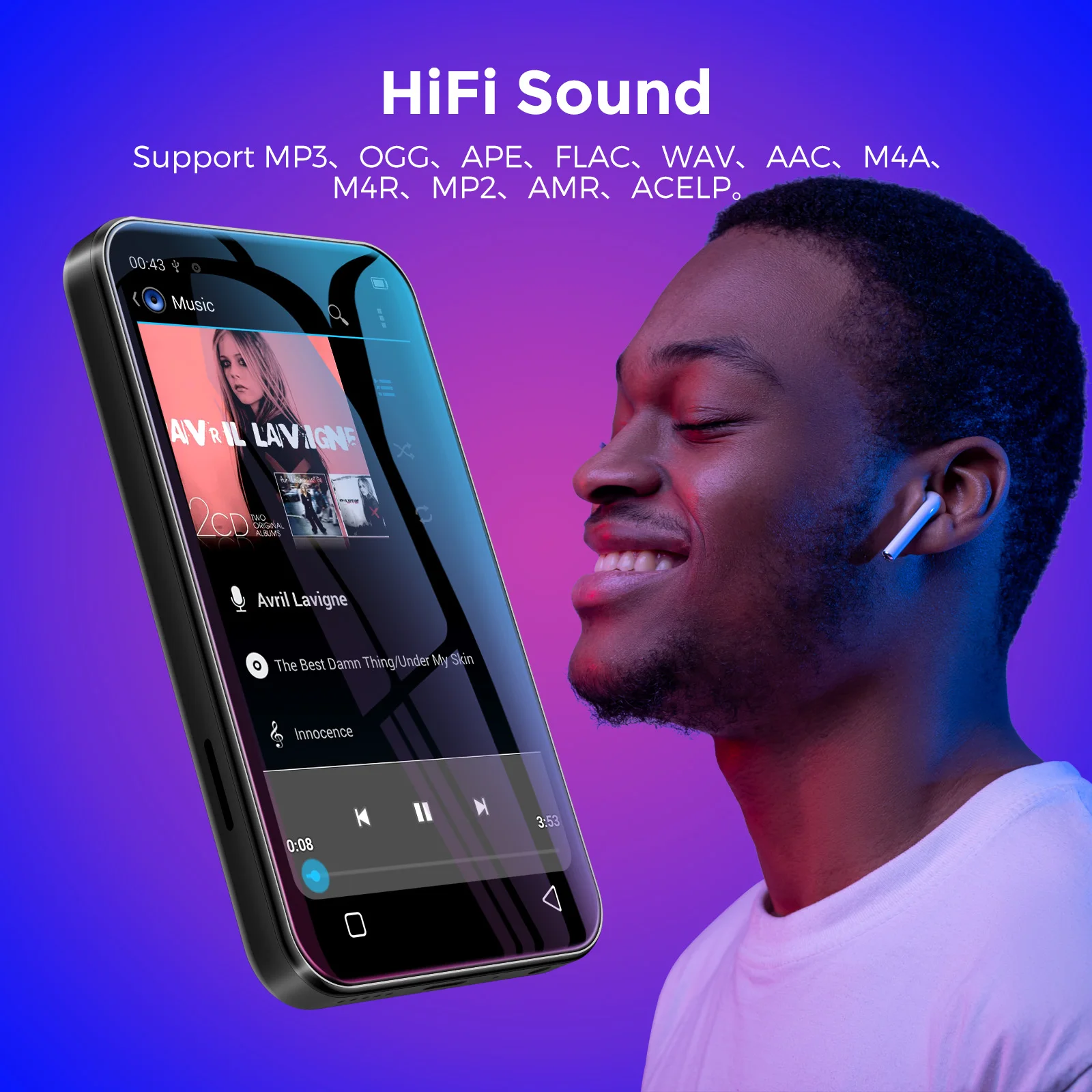 TIMMKOO 4.0 Bluetooth HiFi音MP3プレーヤースポーツ デジタルオーディオプレーヤーウォークマン音プレーヤー小型ポータブルMP3およびMP4プレーヤー TIMMKOO 72GB MP3 Player with Bluetooth, 4.0\" Full TouchScreen Mp4 Mp3  Player with Speaker, Portable HiFi Sound Mp3 Music Player with Bluetooth,  Voice