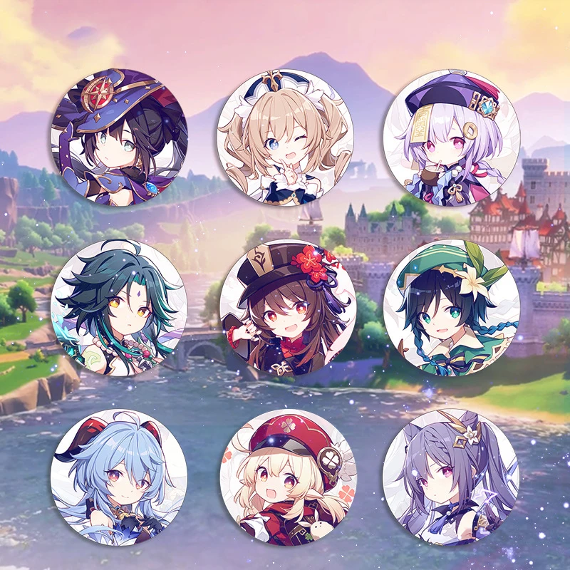 

58mm Anime Game Genshin Impact Anime Badge Brooch Pin Cosplay Badge Accessories For Clothes Backpack Decoration Brooch Gift