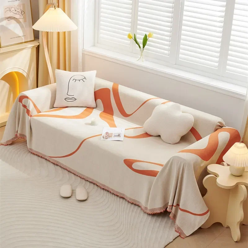 Chenille Sofa Towel Geometric Sofa Cover Anti-skid Sofa Pad All-season Universal Couch Blanket All Inclusive Cover Cloth Towel 5