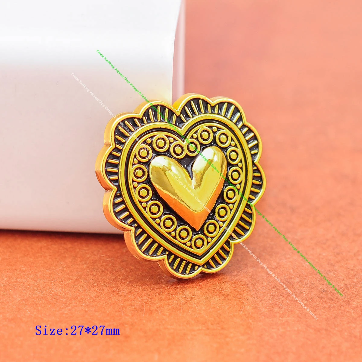 10 stücke 27mm antike Messing Blumen geschnitzt süße Liebe Herz westlichen Sattel Holster Leder Handwerk Gürtel Handtasche Conchos Screw back – Detail 7