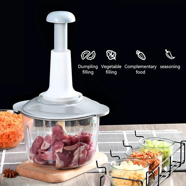 Food Chopper Manual Vegetable Chopper Mini food Processor, Dicers and  Mincers 2L