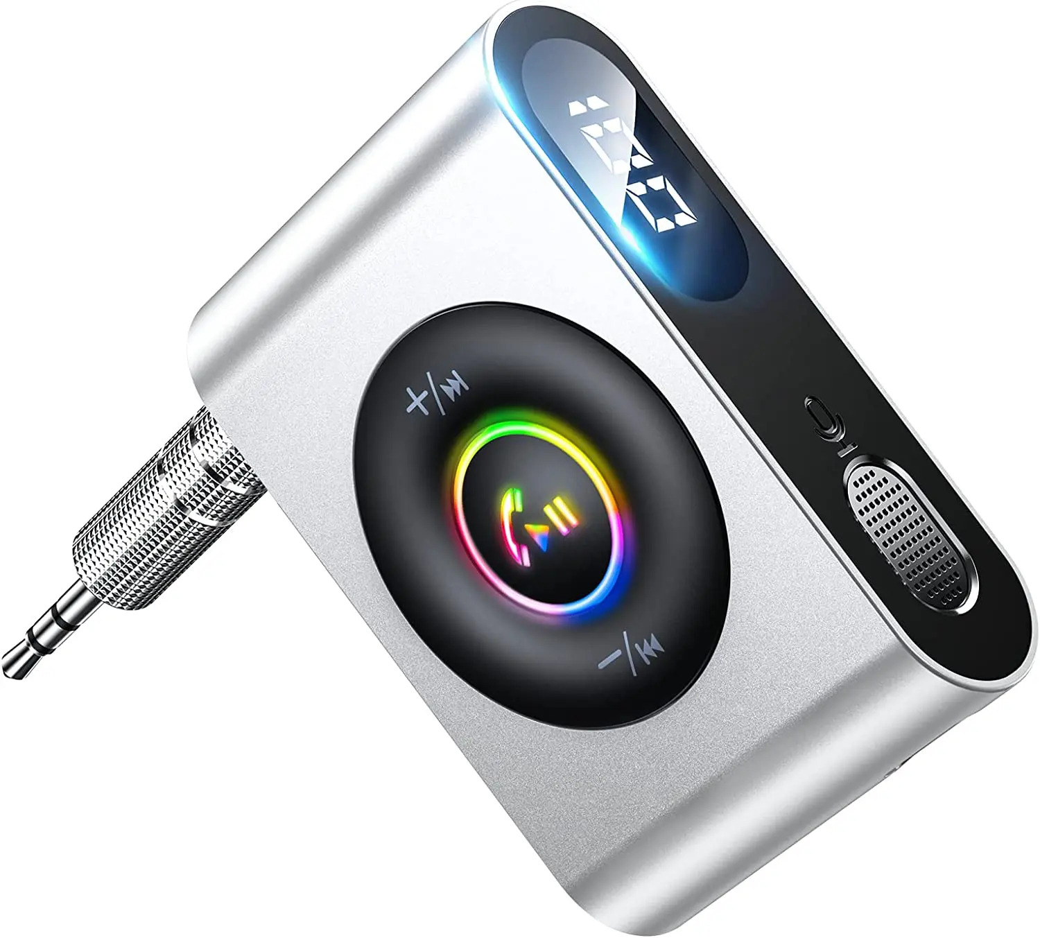 

Приемник Bluetooth 5,3 для автомобиля, усиленный микрофон и светодиодный цифровой дисплей, шумоподавление, AUX Bluetooth адаптер, беспроводной аудиоприемник