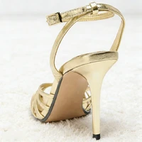 Sexy Gold Hollow Narrow Band High Heel Sandal Women Fashion Ankle Strap Buckle Thin Heel Designer Shoe Elegant Dinner Dress Shoe - Image 4