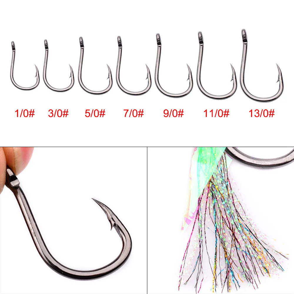 Description Picture 6 of item1/0 # 5pcs Sea Fishing with Barbed Wire Tied To The Fur Boat Iron Plate Hook Lure Fishing Gear Resistant To Seawater Corrosion