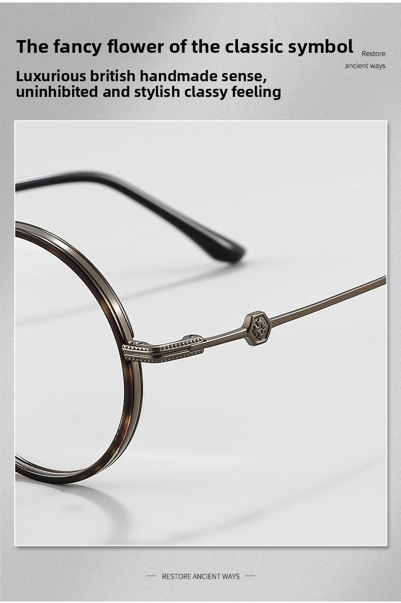 Übergroße Retro-Brille aus reinem Titan mit rundem Rahmen und Schildpattmuster für große Gesichter – Hollywood-Design, luxuriöser britischer Stil – Detail 9
