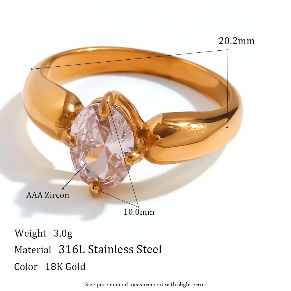 Natural Stone Titanium Steel Ring Stainless Steel Gold-Plated Ring Jewelry Finger Accessories Gift