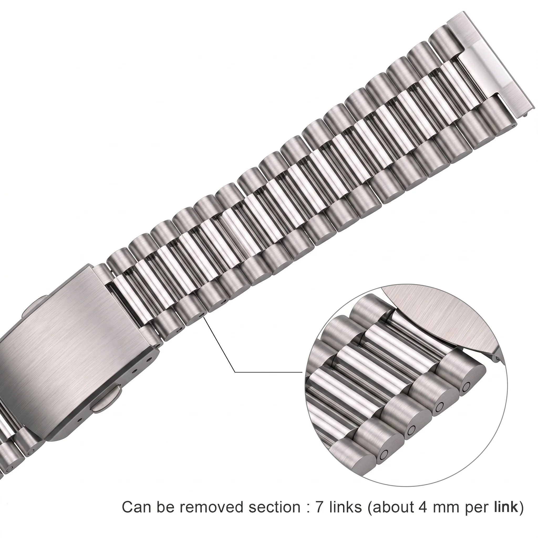 Two-Tone Stainless Steel Watch Band - Universal Straight End Bracelet Strap