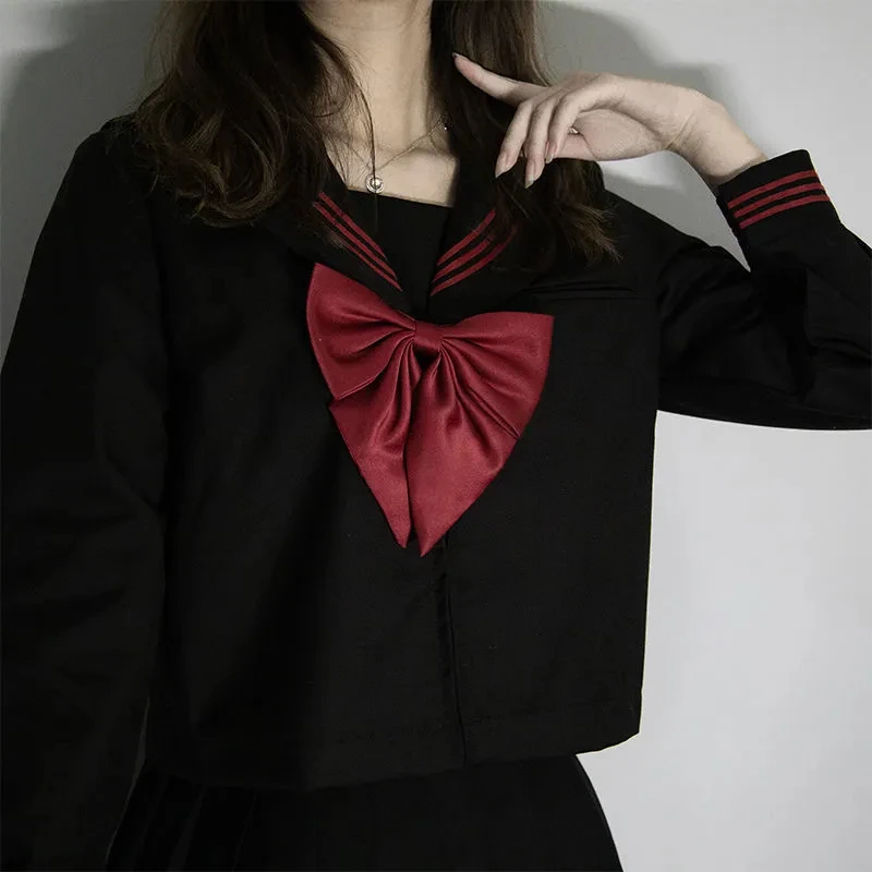 Japanese School Uniform Japanese Schoolgirl Skirt Black White JK Uniform Summer Short/long Sleeve Japanese School Uniforms Girls Sailor Sets Pleated Skirt JK Uniform COS Costume