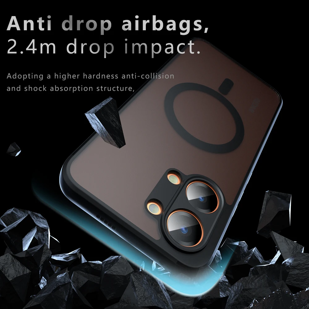 Magnetic Wireless Charging Translucent Matte Shockproof Phone Case
