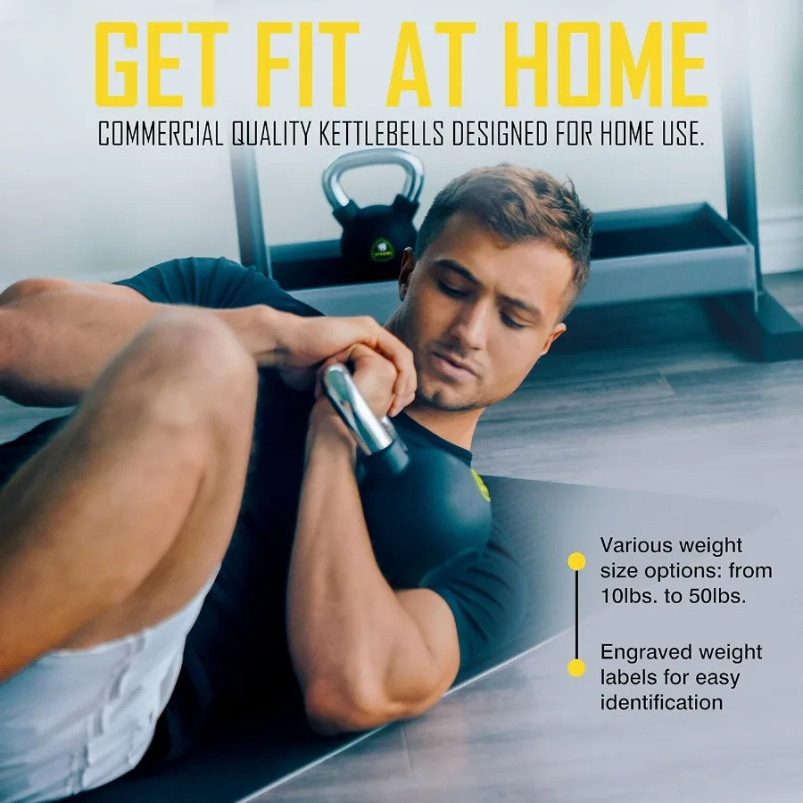 15lb Premium Kettlebell – Commercial Grade Rubber Urethane Coated Free Weights for Strength, Conditioning, Home Gym Workouts – A