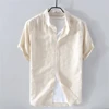 Summer men's shirts short sleeve Solid men clothing Tops  breathable cotton and linen Casual shirt for young man 6