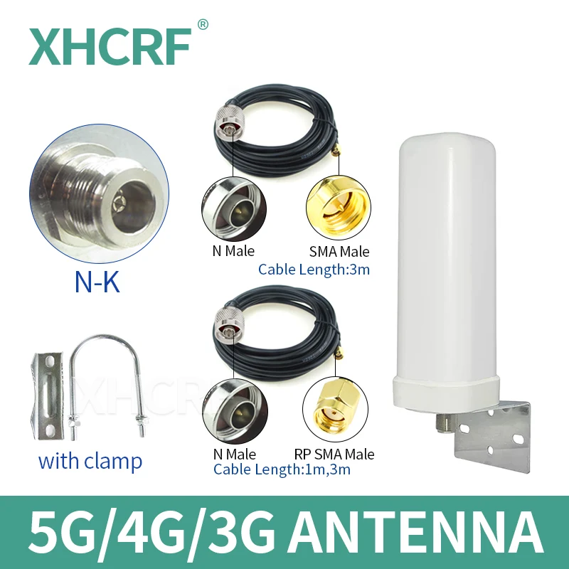 5G Antenna Outdoor LTE 4G Antennas Wide Band 5.8GHz Antenne for Base Station Router Modem Aerial with N female SMA Male Cable