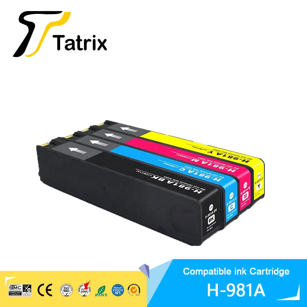 Tatrix Per Hp 981 981A Cartuccia Di Inchiostro Compatibile Con Colori Premium Per Hp Pagewide 556Xh/Dn/ Mfp 586Dn/F/Z/Mfp E58650Dn/ Mfp E55650