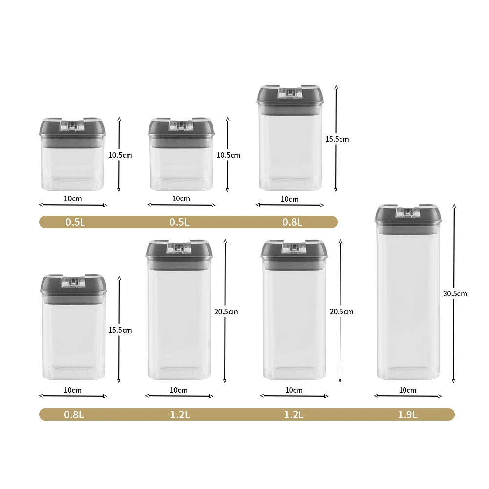 【Lifeideas】7Pcs Airtight Food Storage Containers with Clasp Lids Plastic Clear Jars with Easy Lock Lid Kitchen Pantry Organize