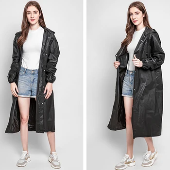 1PCS High Quality EVA Unisex Raincoat Thickened Waterproof Rain Coat Women Men Black Camping Waterproof Rainwear Suit
