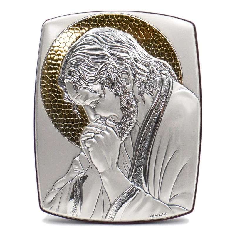 

Jesus Christ Our Lady Holy Family 925 Sterling Silver Plate Relief Icon Catholic Desktop Ornament Religious Figures Home Prayer